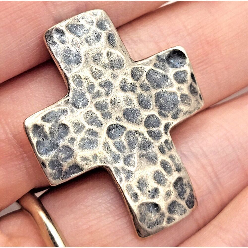 SILPADA Israel 925 Sterling Silver Hammered Cross Pendant 1.25in 4.81g